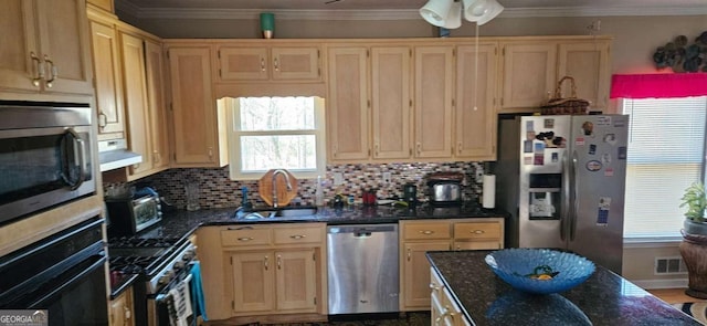 3715 Millers Pond Way, Snellville, GA 30039 - kitchen with a sink, stainless steel appliances, and light brown cabinetry