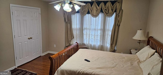 3715 Millers Pond Way, Snellville, GA 30039 - bedroom featuring baseboards, wood finished floors, and ceiling fan