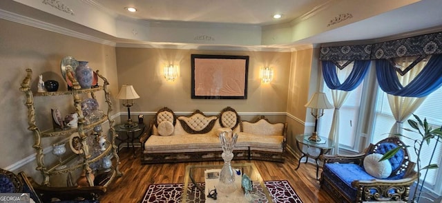 3715 Millers Pond Way, Snellville, GA 30039 - sitting room featuring baseboards, wood finished floors, and crown molding