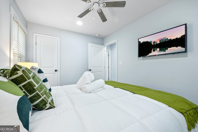 2535 Judson Ave, East Point, GA 30344 - bedroom featuring a ceiling fan and recessed lighting