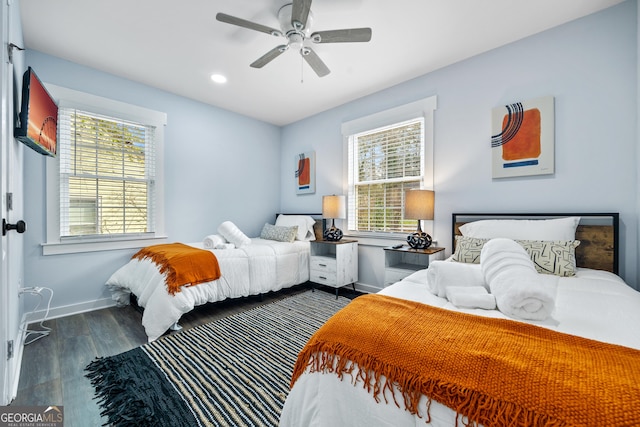 2535 Judson Ave, East Point, GA 30344 - bedroom featuring baseboards, ceiling fan, recessed lighting, and wood finished floors