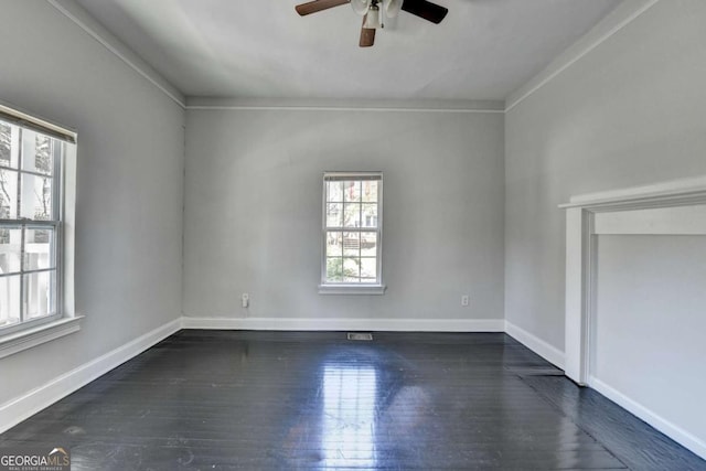 73 Atlanta Ave SW, Atlanta, GA 30315 - unfurnished room featuring a ceiling fan, ornamental molding, baseboards, and wood finished floors