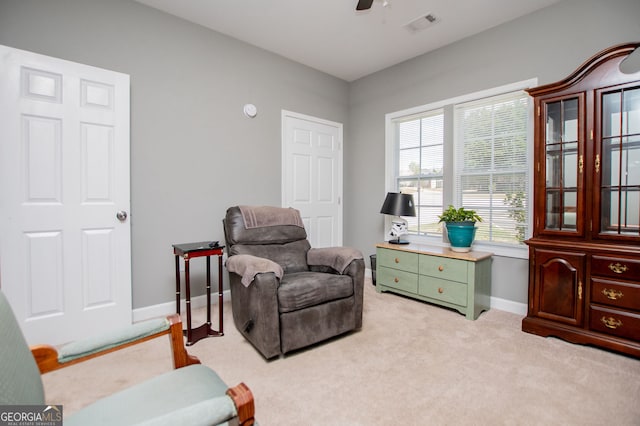 207 Meadow Lake Dr, Carrollton, GA 30116 - sitting room featuring baseboards, a ceiling fan, and light colored carpet