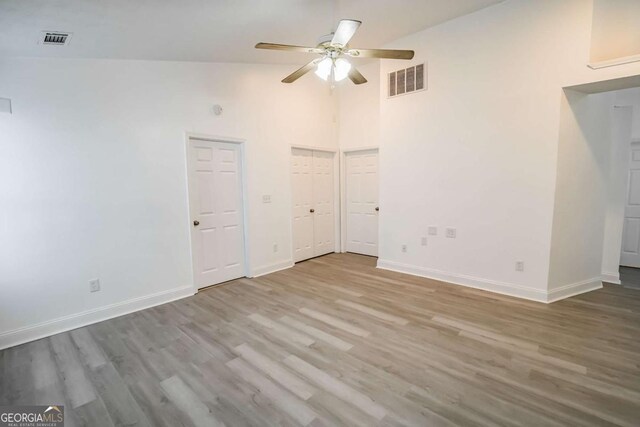 107 Griffith St, Winder, GA 30680 - interior space with a ceiling fan, wood finished floors, and visible vents
