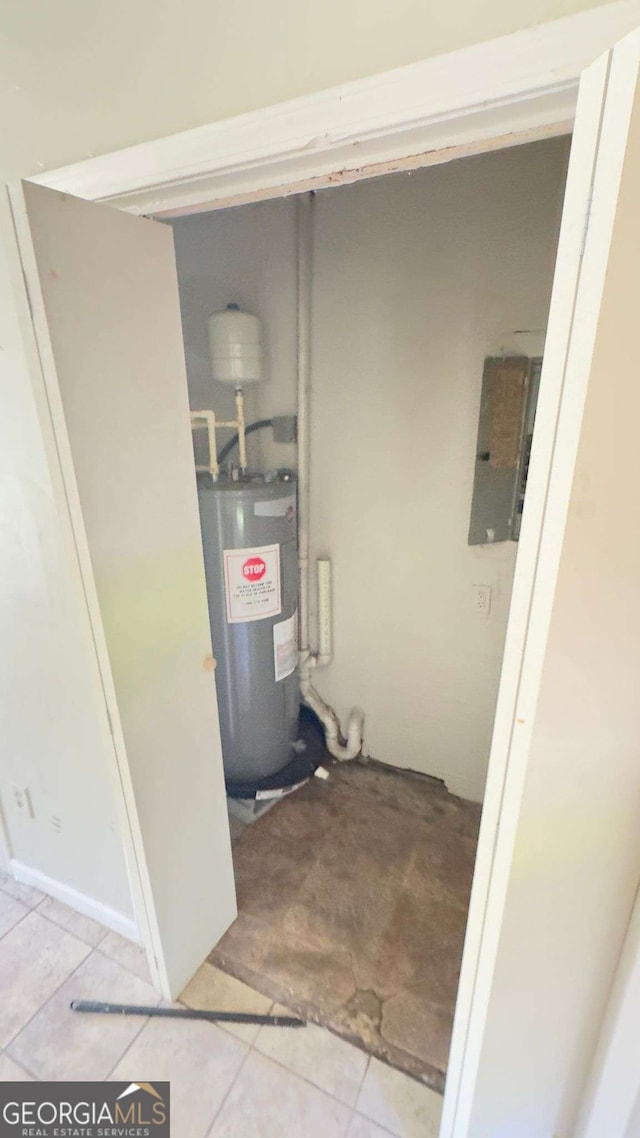 utility room with water heater and electric panel
