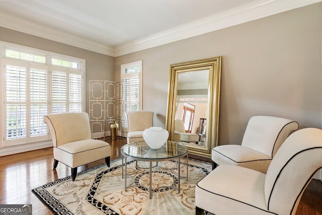 150 Inwood Ter, Roswell, GA 30075 - sitting room with light wood-type flooring and crown molding