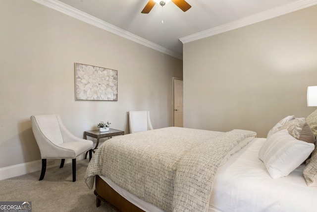 150 Inwood Ter, Roswell, GA 30075 - bedroom with ornamental molding, baseboards, carpet flooring, and ceiling fan