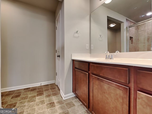 3713 Upland Dr, Mcdonough, GA 30253 - full bathroom featuring baseboards, a tile shower, and vanity
