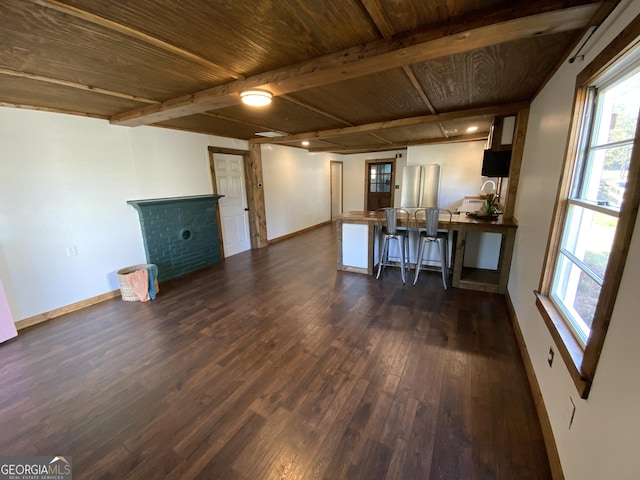 2790 Old Farmington Rd, Watkinsville, GA 30677 - unfurnished office featuring dark wood-type flooring, healthy amount of natural light, and a wooden ceiling with exposed beams