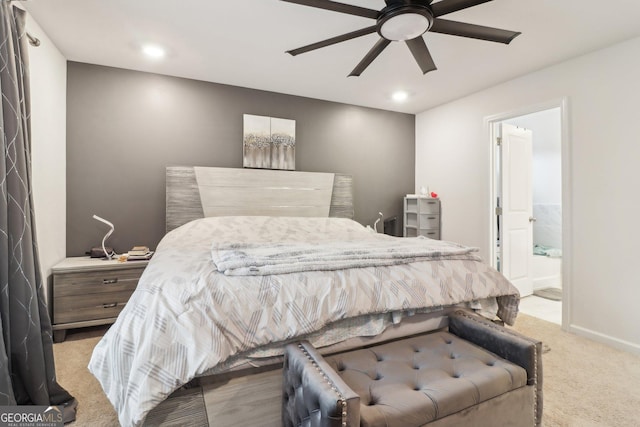 137 Park Chase Ln, Dallas, GA 30132 - bedroom with carpet flooring, ensuite bath, baseboards, and recessed lighting
