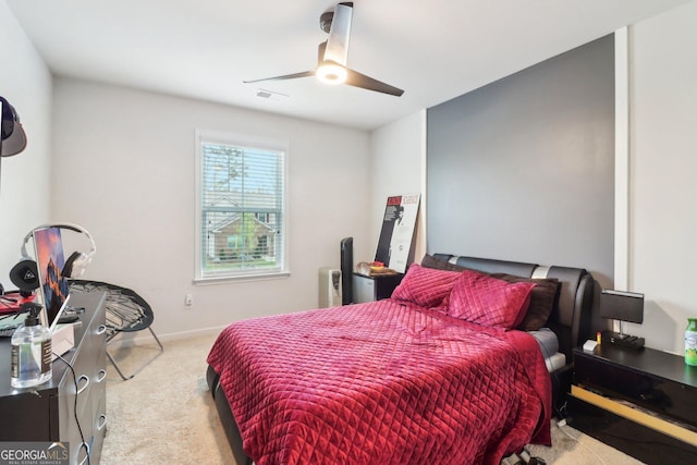 137 Park Chase Ln, Dallas, GA 30132 - bedroom featuring light carpet, baseboards, visible vents, and a ceiling fan