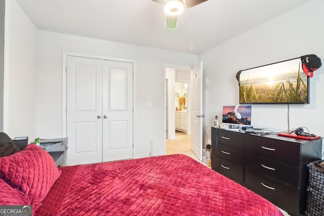 137 Park Chase Ln, Dallas, GA 30132 - bedroom with baseboards, a closet, and ceiling fan