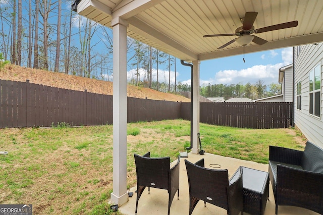 137 Park Chase Ln, Dallas, GA 30132 - view of patio with a fenced backyard and ceiling fan