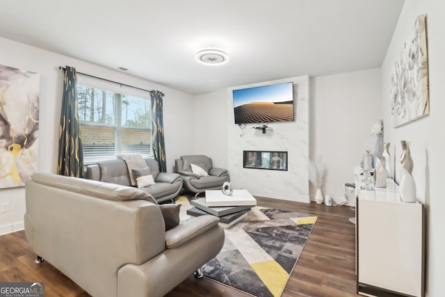 137 Park Chase Ln, Dallas, GA 30132 - living area featuring baseboards, a fireplace, and wood finished floors