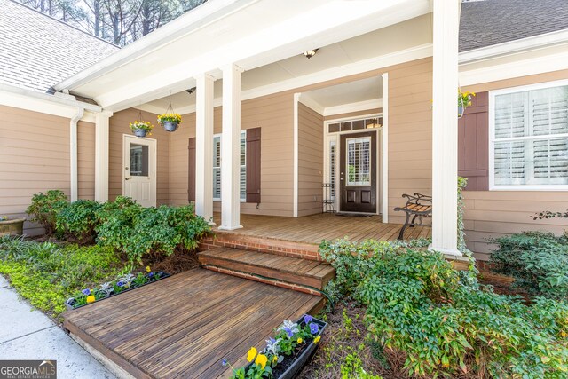 404 Golden Delicious Rd, Clarkesville, GA 30523 - entrance to property with roof with shingles and a porch