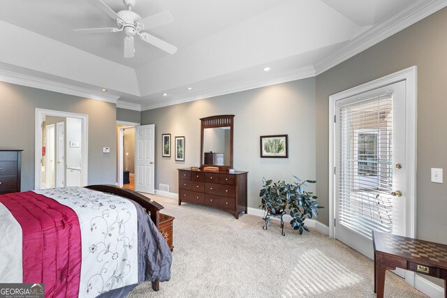 404 Golden Delicious Rd, Clarkesville, GA 30523 - bedroom featuring recessed lighting, light carpet, ornamental molding, and baseboards
