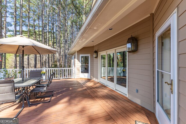 404 Golden Delicious Rd, Clarkesville, GA 30523 - wooden deck featuring outdoor dining area