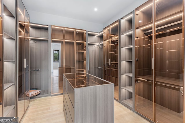 spacious closet with light wood-style flooring