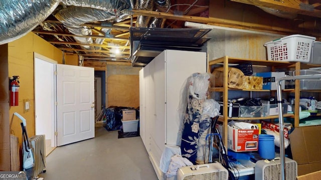 view of unfinished basement