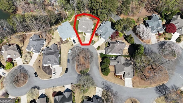 aerial view with a residential view