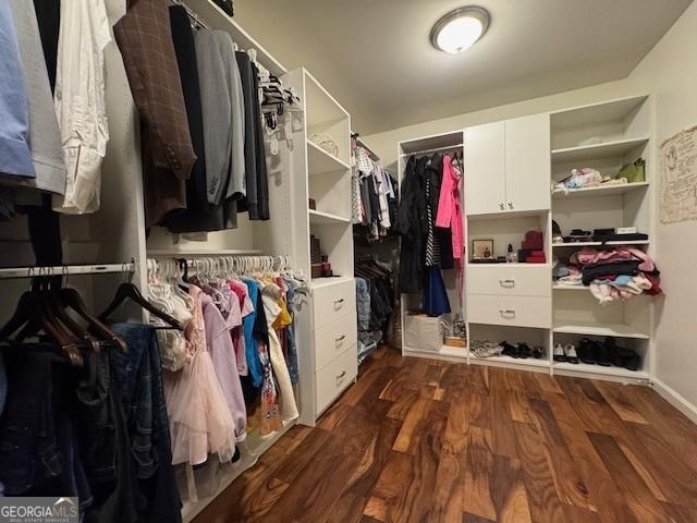 5530 Lacebark Pine Ct, Cumming, GA 30040 - spacious closet with dark wood-style floors