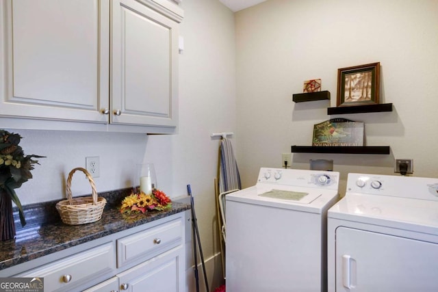765 River Oaks Dr, Hayesville, NC 28904 - clothes washing area featuring cabinet space and washing machine and dryer