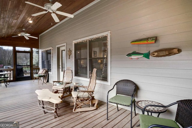 765 River Oaks Dr, Hayesville, NC 28904 - wooden terrace with a ceiling fan