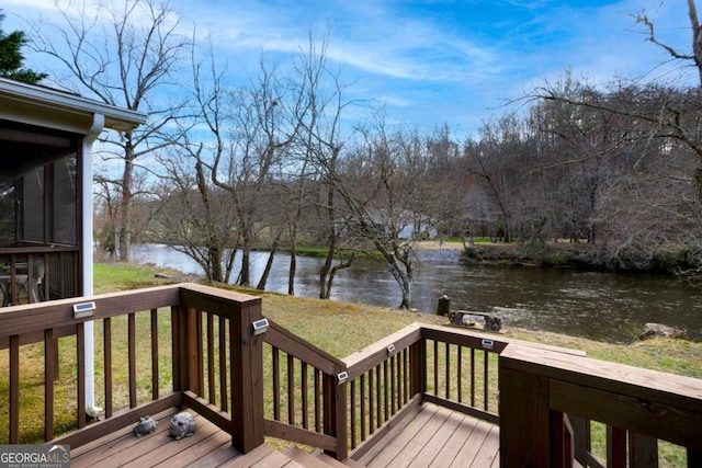 765 River Oaks Dr, Hayesville, NC 28904 - deck featuring a lawn and a water view