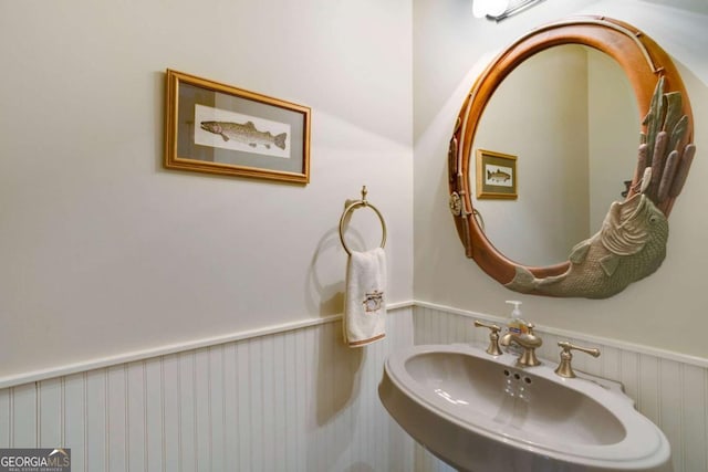 765 River Oaks Dr, Hayesville, NC 28904 - bathroom featuring wainscoting and a sink