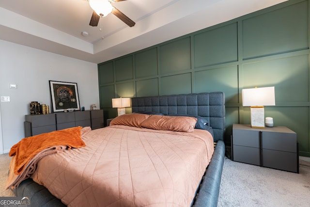 3132 Meadowstone Ln SW, Atlanta, GA 30331 - bedroom featuring a decorative wall, light colored carpet, and a ceiling fan
