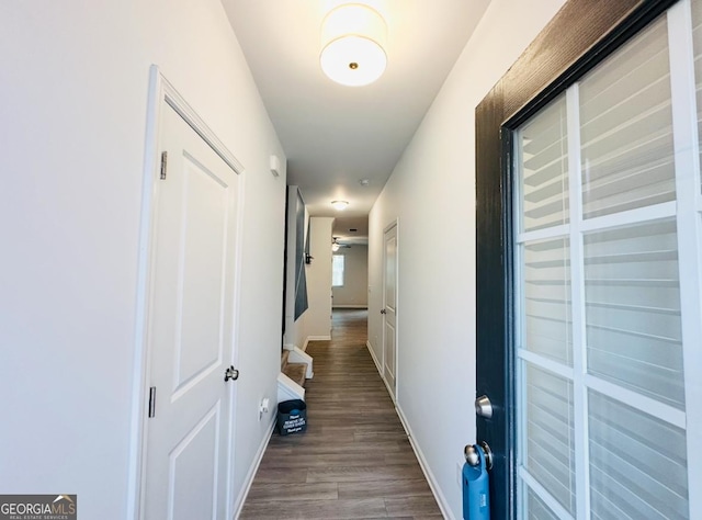 3132 Meadowstone Ln SW, Atlanta, GA 30331 - corridor featuring dark wood finished floors and baseboards