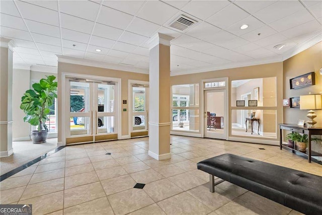 building lobby with visible vents