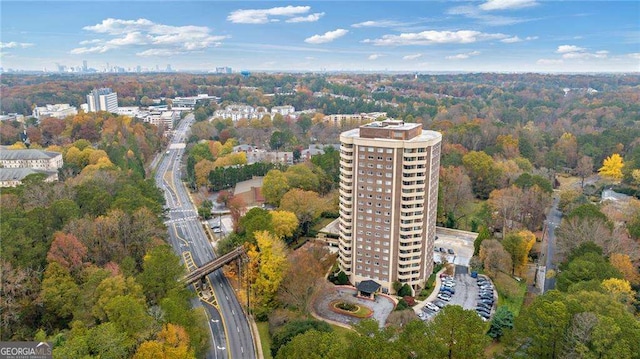 aerial view with a city view