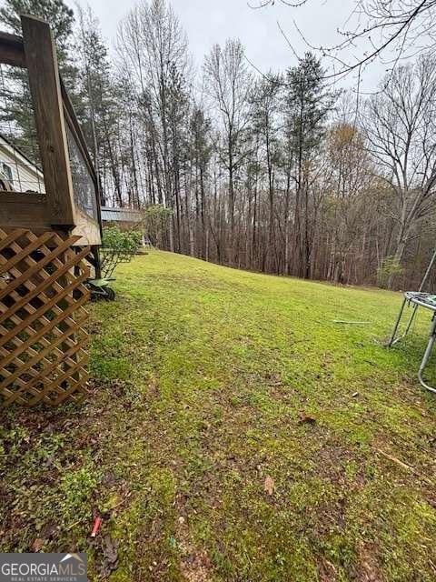 view of yard with a trampoline