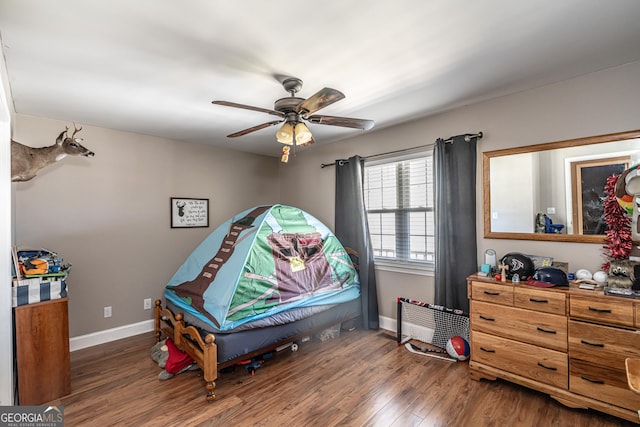 37 Covered Springs Dr NE, Rome, GA 30165 - game room with baseboards, wood finished floors, and ceiling fan