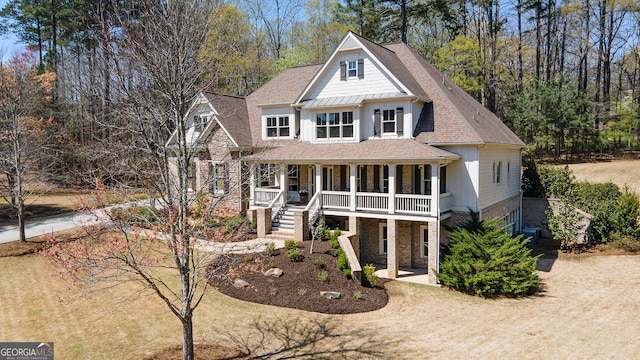 3227 Aviary Ct NW, Acworth, GA 30101 - view of front facade featuring a porch, a shingled roof, and stone siding