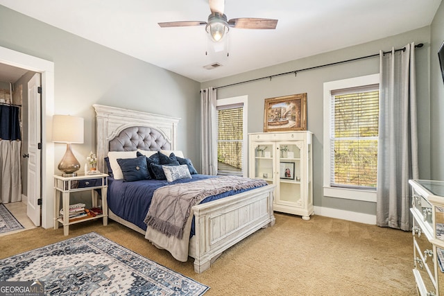 3227 Aviary Ct NW, Acworth, GA 30101 - bedroom with light colored carpet, baseboards, and ceiling fan