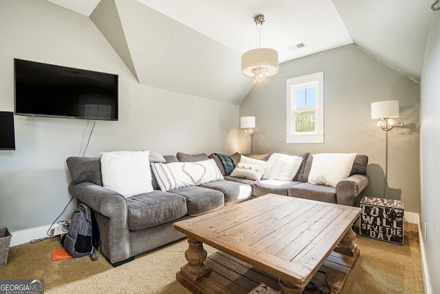 3227 Aviary Ct NW, Acworth, GA 30101 - carpeted living area with vaulted ceiling