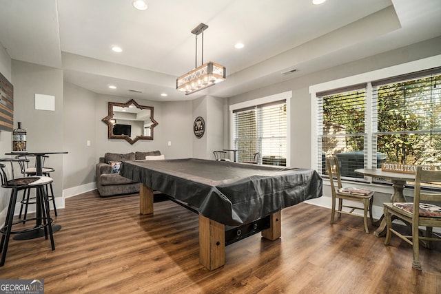 3227 Aviary Ct NW, Acworth, GA 30101 - recreation room with baseboards, wood finished floors, recessed lighting, and pool table