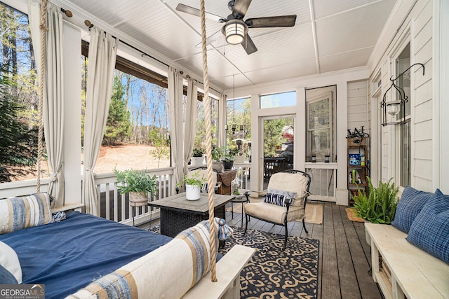 3227 Aviary Ct NW, Acworth, GA 30101 - sunroom / solarium featuring ceiling fan