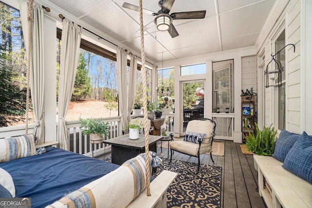 3227 Aviary Ct NW, Acworth, GA 30101 - sunroom featuring ceiling fan