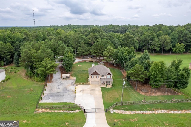 drone / aerial view with a forest view
