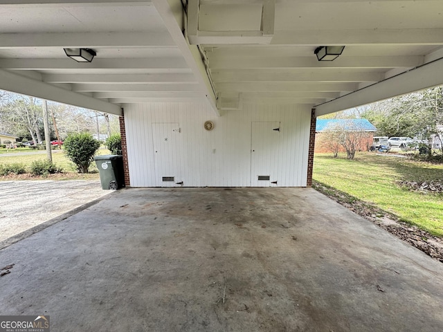 garage with a carport