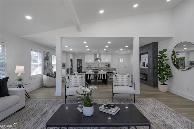 2041 Briarcliff Rd NE, Atlanta, GA 30329 - living room featuring light wood-style flooring and recessed lighting
