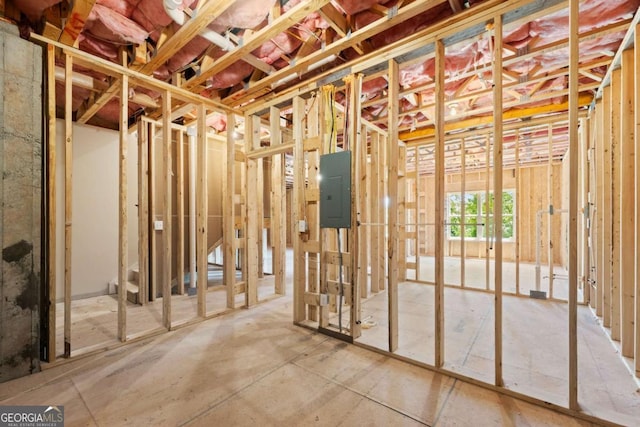below grade area with electric panel