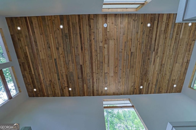 interior details with a skylight and recessed lighting