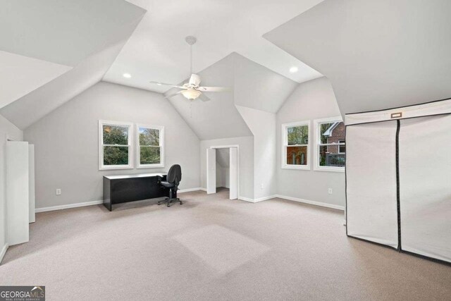 1181 Lanier Blvd NE, Atlanta, GA 30306 - additional living space with carpet, recessed lighting, plenty of natural light, vaulted ceiling, and a ceiling fan