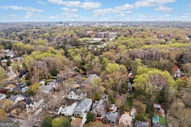 1181 Lanier Blvd NE, Atlanta, GA 30306 - aerial overview of property's location with a forest and nearby suburban area