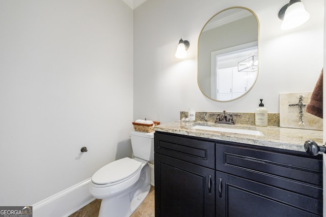 2005 Westbourne Way, Alpharetta, GA 30022 - bathroom with ornamental molding, vanity, toilet, and baseboards