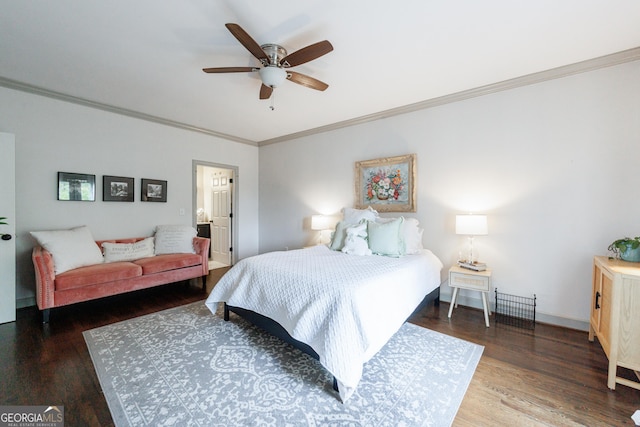 2005 Westbourne Way, Alpharetta, GA 30022 - bedroom featuring crown molding, wood finished floors, a ceiling fan, and baseboards